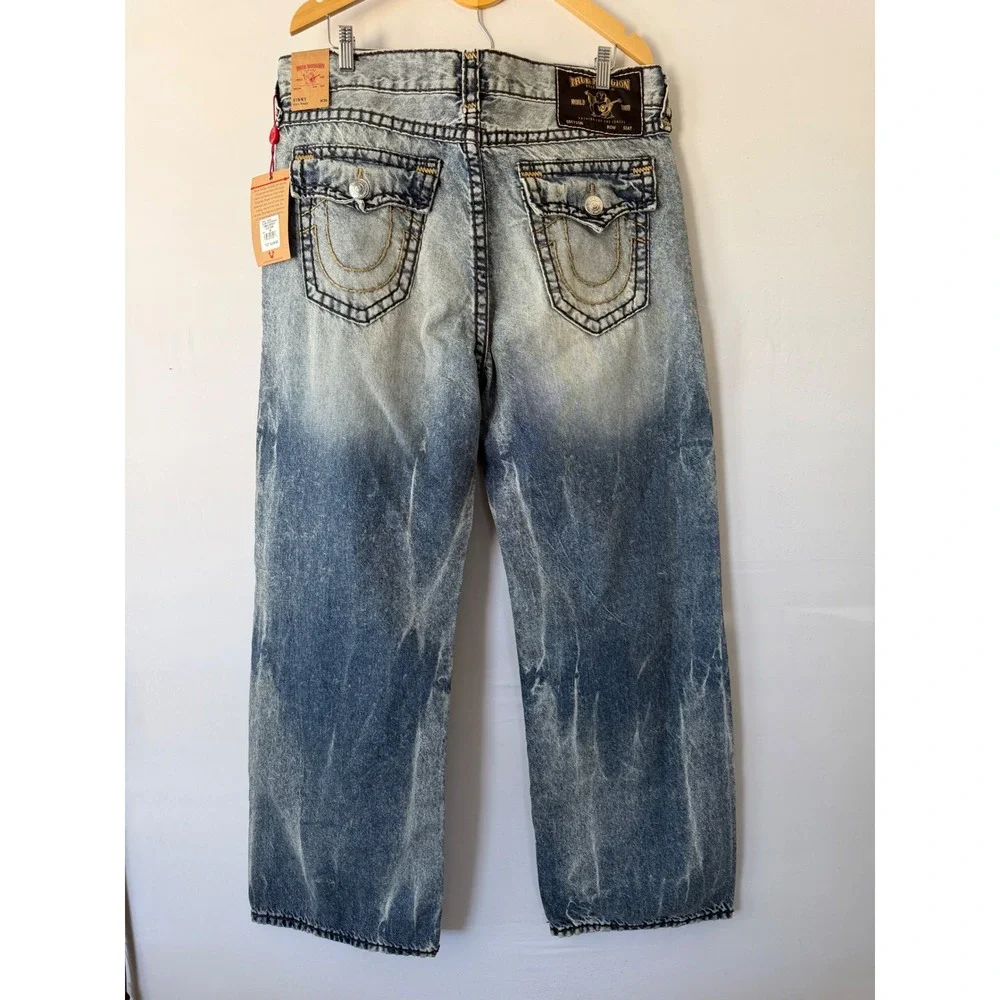 True Religion Jeans Vinny Ultra Baggy Super T Electric Groove Wash Blue Size 36